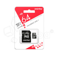 Карта памяти MicroSDXC 64GB Class 10 Smartbuy UHS-I + SD адаптер купить по цене производителя Воронеж | Moba