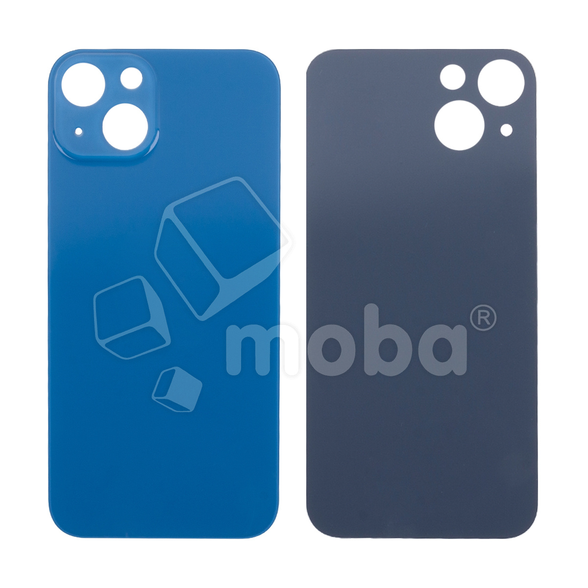 Задняя крышка для iPhone 13 (A2635) Синий (стекло, узкий вырез под камеру, логотип) - Премиум