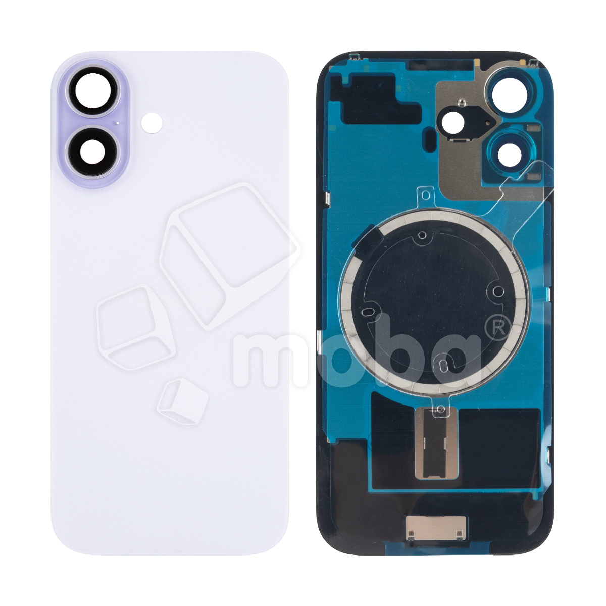Задняя крышка для iPhone 17 (A3520) в сборе со стеклом камеры Фиолетовый (стекло, монолит, MagSafe, логотип) - Премиум