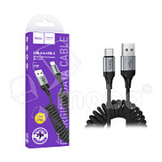 Кабель USB - Type-C Hoco X121 (3A, 1.5 м, пружина) Черный