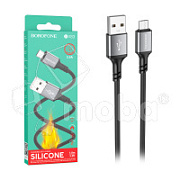 Кабель USB - MicroUSB Borofone BX83 (2.4A, силикон, термостойкий) Черный