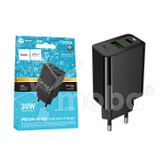 Сетевое зарядное устройство USB/Type-C Hoco CS95A (30W, QC3.0, PD, 2 порта) Черный