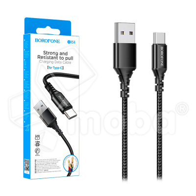 Кабель USB - Type-C Borofone BX54 (2.4A, оплетка нейлон) Черный